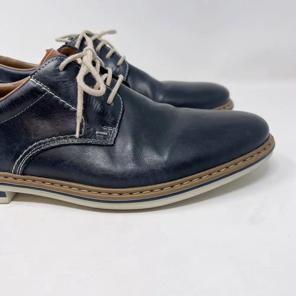 Rieker Mens 43 / US 9.5-10 Blue Dustin Derby Oxford Shoes Dress Leather Lace Up
